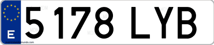 Ejemplo de matrícula de coche ordinaria 5178 LYB