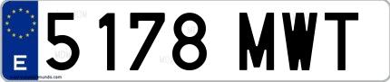 Ejemplo de matrícula española 5178 MWT