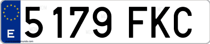 Ejemplo de matrícula de coche ordinaria 5179 FKC