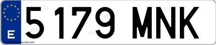 Ejemplo de matrícula española 5179 MNK