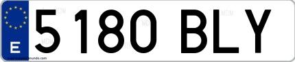 Ejemplo de matrícula española 5180 BLY
