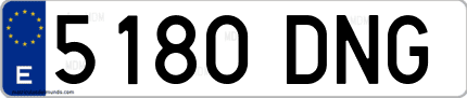 Ejemplo de matrícula de coche ordinaria 5180 DNG
