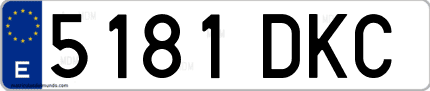Ejemplo de matrícula de coche ordinaria 5181 DKC