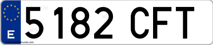 Ejemplo de matrícula de coche ordinaria 5182 CFT