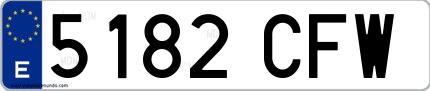 Ejemplo de matrícula española 5182 CFW