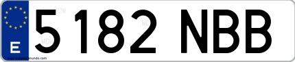 Ejemplo de matrícula española 5182 NBB