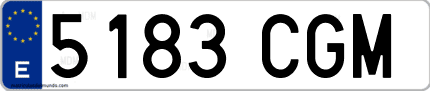 Ejemplo de matrícula de coche ordinaria 5183 CGM