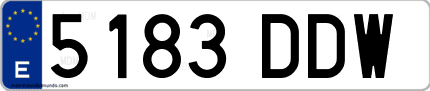 Ejemplo de matrícula de coche ordinaria 5183 DDW