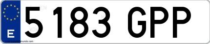 Ejemplo de matrícula española 5183 GPP