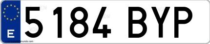 Ejemplo de matrícula española 5184 BYP