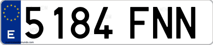 Ejemplo de matrícula de coche ordinaria 5184 FNN