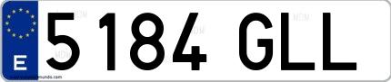 Ejemplo de matrícula española 5184 GLL