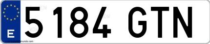 Ejemplo de matrícula española 5184 GTN