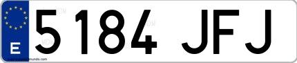 Ejemplo de matrícula española 5184 JFJ