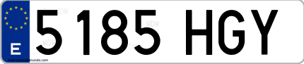 Ejemplo de matrícula de coche ordinaria 5185 HGY
