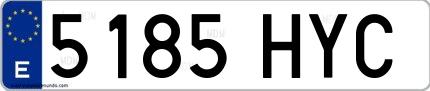 Ejemplo de matrícula española 5185 HYC