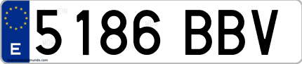 Ejemplo de matrícula de coche ordinaria 5186 BBV