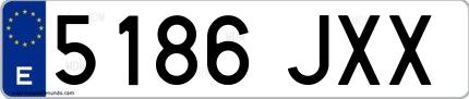 Ejemplo de matrícula española 5186 JXX