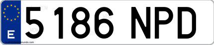Ejemplo de matrícula española 5186 NPD