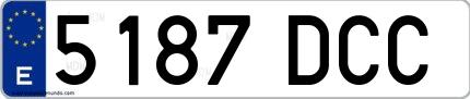 Ejemplo de matrícula de coche ordinaria 5187 DCC