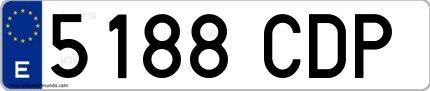 Ejemplo de matrícula española 5188 CDP