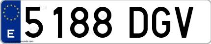 Ejemplo de matrícula española 5188 DGV