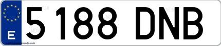 Ejemplo de matrícula española 5188 DNB