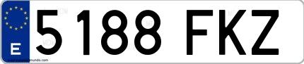 Ejemplo de matrícula española 5188 FKZ