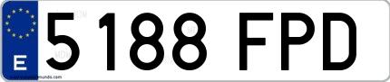 Ejemplo de matrícula de coche ordinaria 5188 FPD