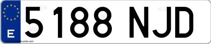 Ejemplo de matrícula española 5188 NJD