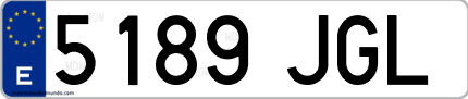 Ejemplo de matrícula de coche ordinaria 5189 JGL