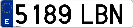Ejemplo de matrícula de coche ordinaria 5189 LBN
