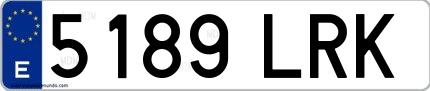 Ejemplo de matrícula española 5189 LRK