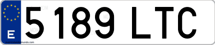 Ejemplo de matrícula de coche ordinaria 5189 LTC