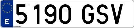 Ejemplo de matrícula española 5190 GSV