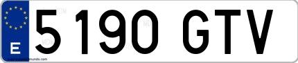 Ejemplo de matrícula española 5190 GTV