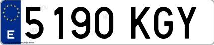 Ejemplo de matrícula española 5190 KGY