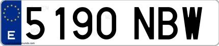 Ejemplo de matrícula española 5190 NBW