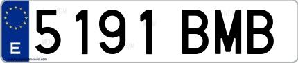 Ejemplo de matrícula española 5191 BMB