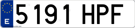 Ejemplo de matrícula de coche ordinaria 5191 HPF