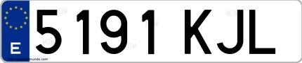 Ejemplo de matrícula española 5191 KJL