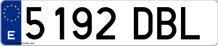 Ejemplo de matrícula de coche ordinaria 5192 DBL