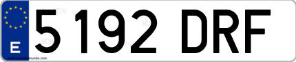 Ejemplo de matrícula de coche ordinaria 5192 DRF