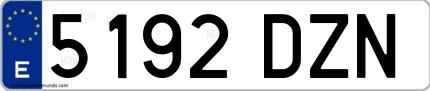 Ejemplo de matrícula española 5192 DZN