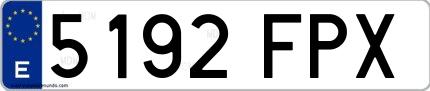 Ejemplo de matrícula española 5192 FPX