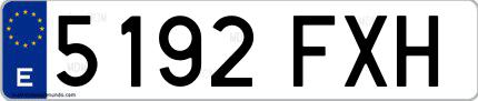 Ejemplo de matrícula española 5192 FXH