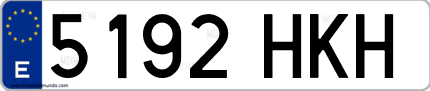 Ejemplo de matrícula de coche ordinaria 5192 HKH