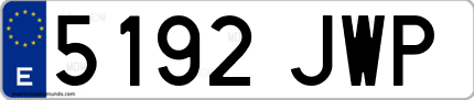 Ejemplo de matrícula de coche ordinaria 5192 JWP