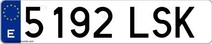 Ejemplo de matrícula española 5192 LSK