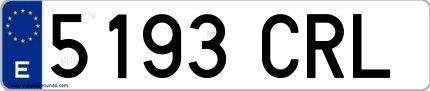 Ejemplo de matrícula española 5193 CRL